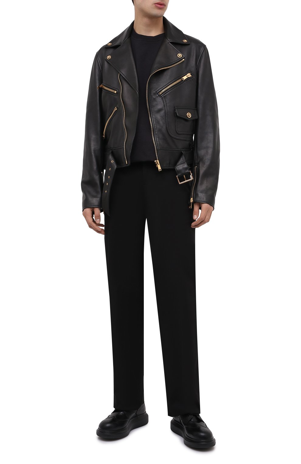Мужские кожаные дерби ALEXANDER MCQUEEN черного цвета, арт. 586200/WHX53 | Фото 2 (Мужское Кросс-КТ: Броги-обувь; Материал внутренний: Натуральная кожа; Материал сплава: Проставлено, Проверено; Нос: Не проставлено; Стили: Классический; Статус проверки: Проверено, Проверена категория)