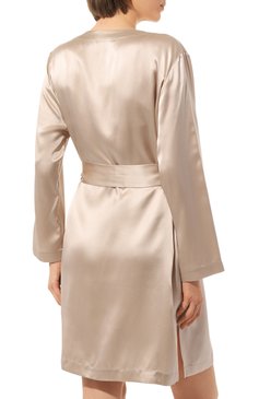 Женский шелковый халат LUNA DI SETA бежевого цвета, арт. VLST08009 | Фото 4 (Мате риал внешний: Шелк)