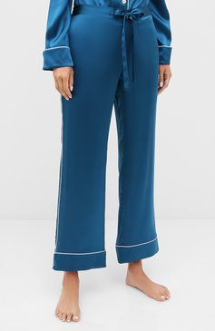 Женская шелковая пижама OLIVIA VON HALLE синего цвета, арт. PS2016 | Фото 4 (Материал внешний: Шелк)