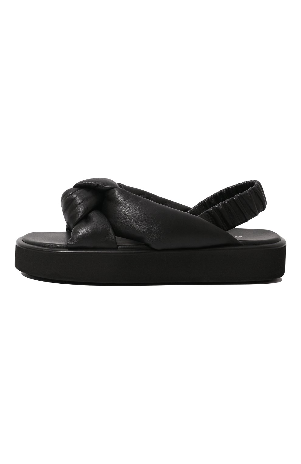 Женские кожаные сандалии MIU MIU черного цвета, арт. 5X452D-LZK-F0002-040 | Фото 4 (Подошва: Платформа)