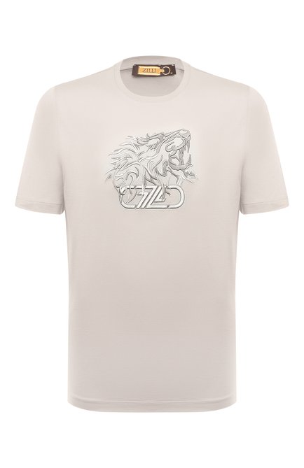 Мужская хлопковая футболка ZILLI светло-бежевого цвета по цене 63650 руб., арт. MBZ-NT580-LE0N1/MC01 | Фото 1
