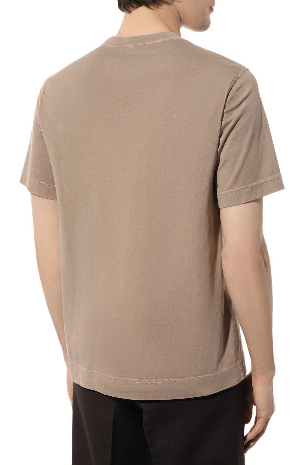Мужская хлопковая футболка CIRCOLO 1901 бежевого цвета, арт. CN3890 | Фото 4 (Принт: Без принта; Рукава: Короткие; Длина (для топов): Стандартные; Материал внешний: Хлопок; Стили: Кэжуэл)