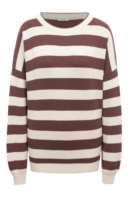 Женский хлопковый пуловер BRUNELLO CUCINELLI бордового цвета по цене 142000 руб., арт. M1900B1035 | Фото 1