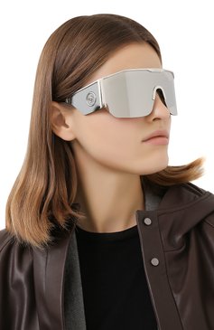 Женские солнцезащитные очки VERSACE серебряного цвета, арт. 2220-10006G | Фото 2 (Кросс-КТ: С/з-унисекс; Региональные ограничения белый список (Axapta Mercury): RU; Тип очков: С/з; Очки форма: Маска; Оптик а Гендер: оптика-унисекс)