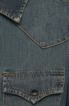 Женская джинсовая рубашка SAINT LAURENT синего цвета, арт. 497526/Y880U | Фото 5 (Рукава: Длинные; Кросс-КТ: Деним; Принт: Без принта; Женское Кросс-КТ: Рубашка-одежда; Д�лина (для топов): Стандартные; Региональные ограничения белый список (Axapta Mercury): RU; Материал сплава: Проставлено; Материал внешний: Хлопок; Драгоценные камни: Проставлено; Стили: Кэжуэл)