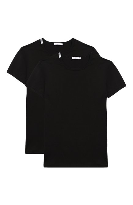 Детская комплект из двух футболок DOLCE & GABBANA черного цвета, арт. L4J703/G70CU | Фото 1 (Материал внешний: Хлопок; Рукава: Короткие; Статус проверки: Проверена категория)