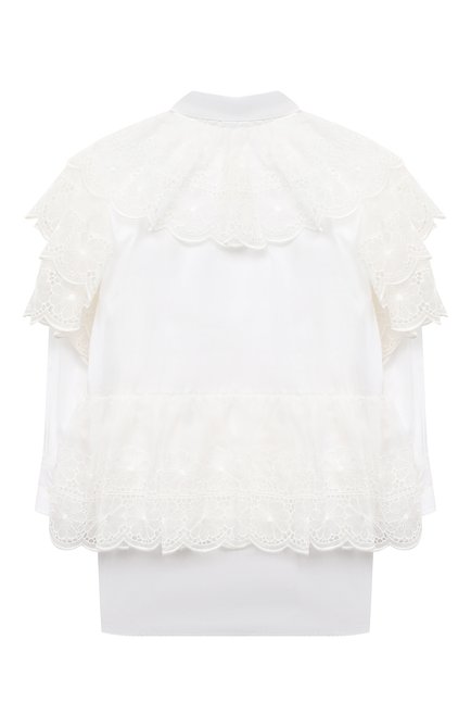 Детское платье из хлопка и шелка DOLCE & GABBANA белого цвета, арт. L52DR1/G7XUG/8-14 | Фото 2 (Материал внешний: Хлопок; Рукава: Длинные; Случай: Вечерний; Девочки Кросс-КТ: Платье-одежда; Региональные ограничения белый список (Axapta Mercury): RU; Ростовка одежда: 10 - 11 лет | 140 - 146см, 12 лет | 152 см, 8 лет | 128 см)