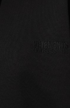 Мужского хлопковое худи VETEMENTS черного цвета, арт. UE63HD140B | Фото 9 (Рукава: Длинные; Длина (для топов): Удлиненные; Стили: Спорт-шик; Женское Кросс-КТ: Худи-одежда)