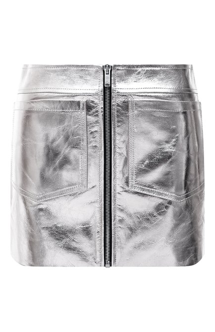 Женская кожаная юбка SAINT LAURENT серебряного цвета по цене 229500 руб., арт. 668990/YC2XP | Фото 1