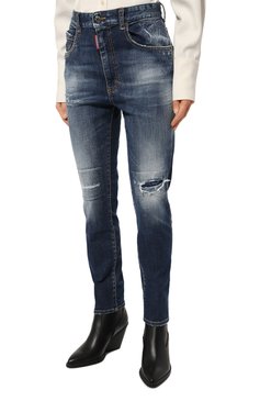 Женские джинсы DSQUARED2 синего цвета, арт. S75LB0746/S30685 | Фото 3 (Кросс-КТ: Деним; Длина (брюки, джинсы): Стандартные; Региональные ограничения белый список (Axapta Mercury): Не проставлено; Стили: Гранж; Материал сплава: Проставлено; Материал внешний: Хлопок, Деним; Детали: Потертости; Драгоценные камни: Проставлено; Силуэт Ж (брюки и джинсы): Узкие)