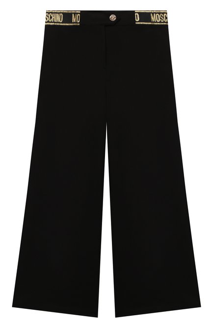 Детские брюки из вискозы MOSCHINO черного цвета, арт. HDP045/LJA00/4A-8A | Фото 1 (Материал внешний: Вискоза; Ростовка одежда: 6 лет | 116 см, 8 лет | 128 см)