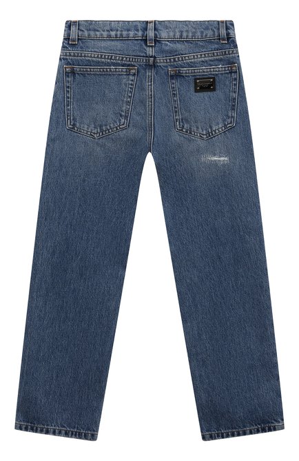 Детские джинсы DOLCE & GABBANA синего цвета, арт. L42F48/LDB46/2-6 | Фото 2 (Нос: Не проставлено; Материал внешний: Хлопок; Материал сплава: Проставлено)