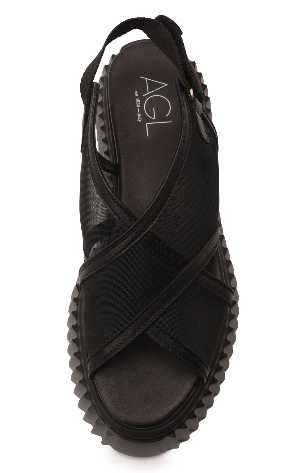 Женские комбинированные сандалии AGL черного цвета, арт. D642902PQK62481013 | Фото 6 (Материал внешний: Текстиль; Подошва: Платформа, Массивная; Материал внутренний: Натуральная кожа, Текстиль)