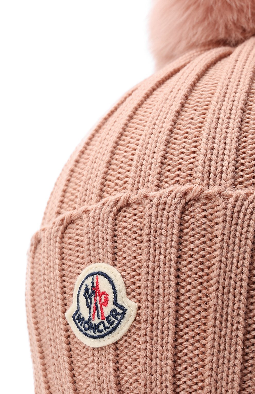 Женская шерстяная шапка MONCLER розового цвета, арт. G2-093-3B702-01-A9327 | Фото 4 (Материал: Текстиль, Шерсть)