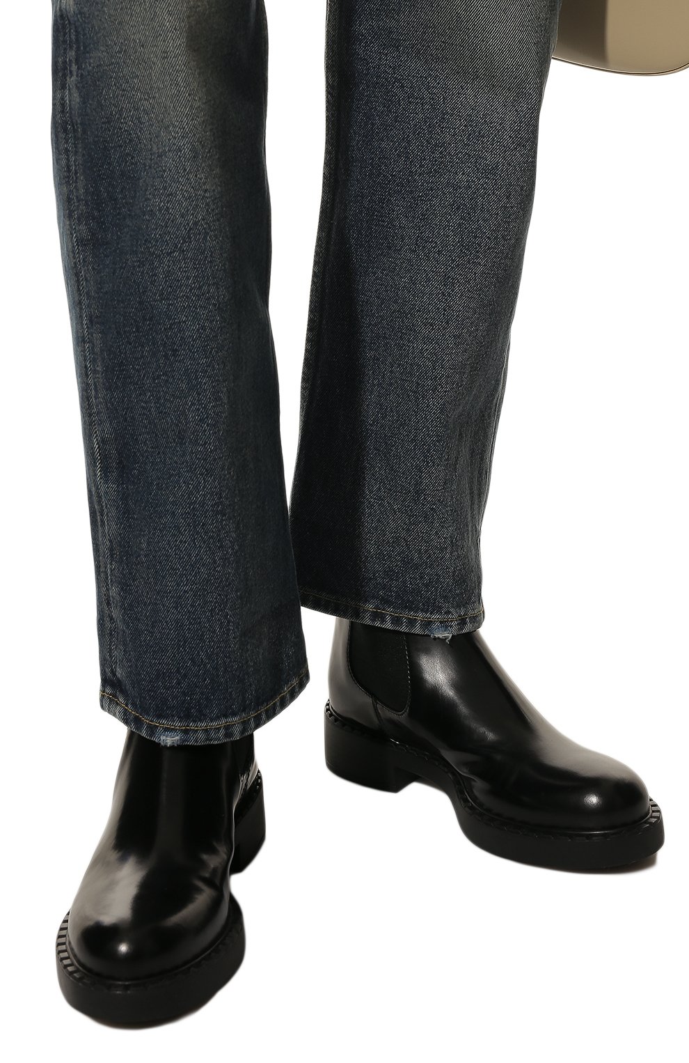 Женские кожаные ботинки PRADA черного цвета, арт. 1T251M-ULS-F0002-B050 | Фото 3 (Подошва: Платформа, Плоская; Каблук высота: Низкий; Каблук тип: Устойчивый; Материал утеплителя: Без утеплителя; Женское Кросс-КТ: Челси-ботинки)