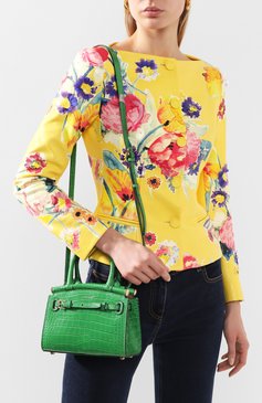 Женская сумка rl50 mini из кожи аллигатора RALPH LAUREN зеленого цвета, арт. 435769101/AMIS | Фото 5 (Сумки-технические: Сумки через плечо, Сумки top-handle; Материал: Экзотическая кожа; Размер: mini; Ремень/цепочка: На ремешке)