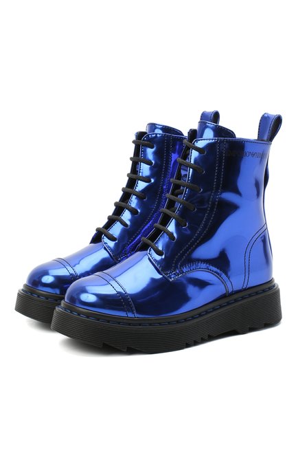 Детские ботинки EMPORIO ARMANI синего цвета по цене 36150 руб., арт. XXN004/X0L06/28-34 | Фото 1