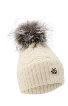 Женская шапка из смеси шерсти и кашемира MONCLER белого цвета, арт. E2-093-99608-10-948AK | Фото 1 (Материал: Текстиль, Кашемир, Шерсть; Статус проверки: Проверено, Проверена категория)