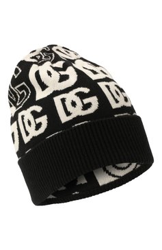 Женская кашемировая шапка DOLCE & GABBANA черно-белого цвета, арт. FXI31T/JAWP4 | Фото 1 (Материал: Текстиль, Кашемир, Шерсть; Материал сплава: Проставлено; Нос: Не проставлено)