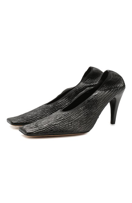 Женские кожаные туфли BOTTEGA VENETA черного цвета по цене 96850 руб., арт. 618782/VBTC0 | Фото 1