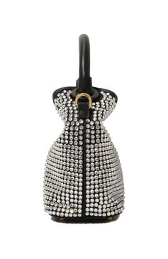 Женская сумка madeleine ELLEME серебряного цвета, арт. MADELEINE/CRYSTAL STRASS/LEATHER | Фото 4 (Сумки-технические: Сумки top-handle; Размер: mini; Ремень/цепочка: На ремешке; Материал: Текстиль)