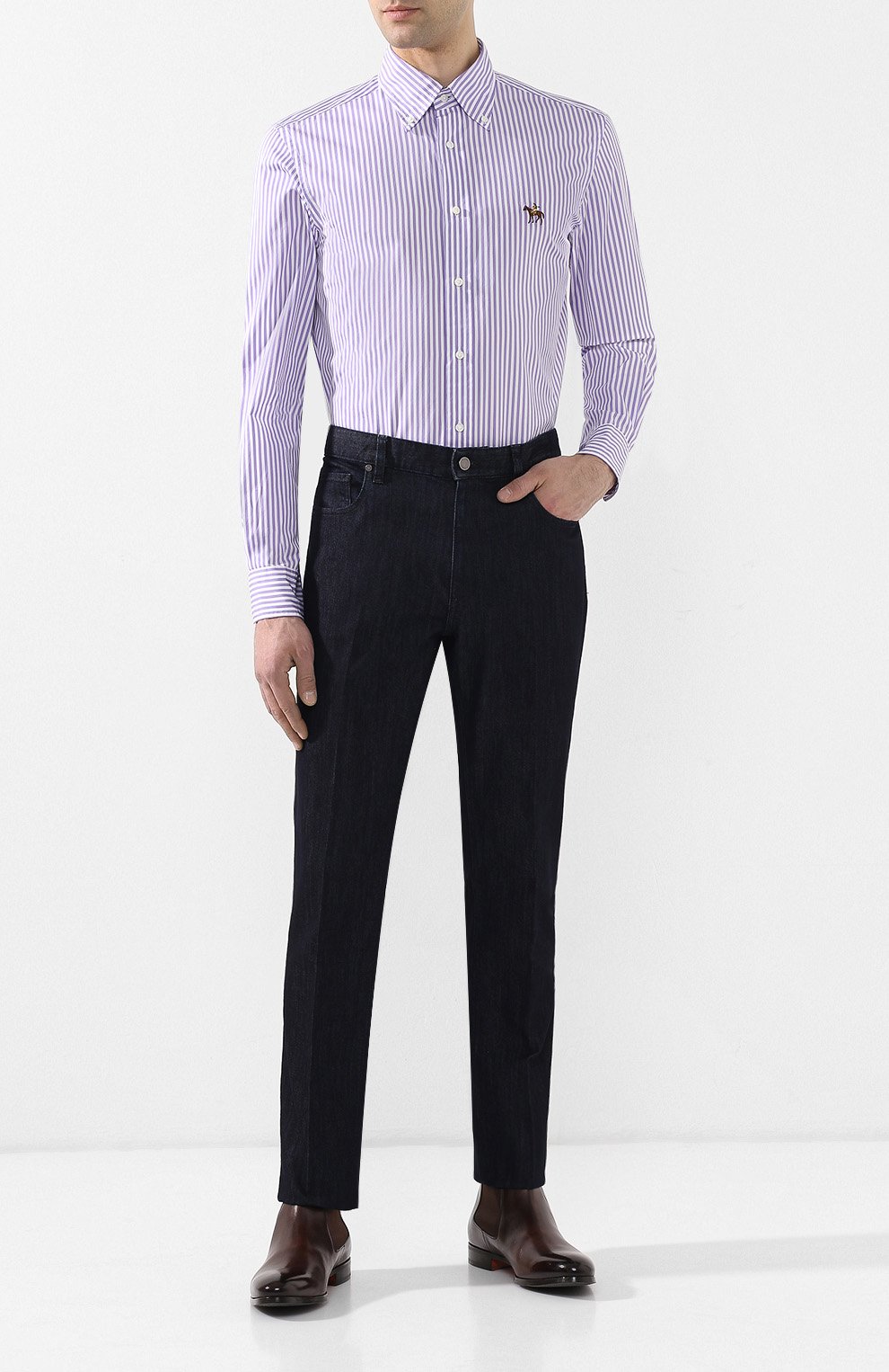 Хлопковая сорочка с воротником button down Ralph Lauren  790730896 Фото 2