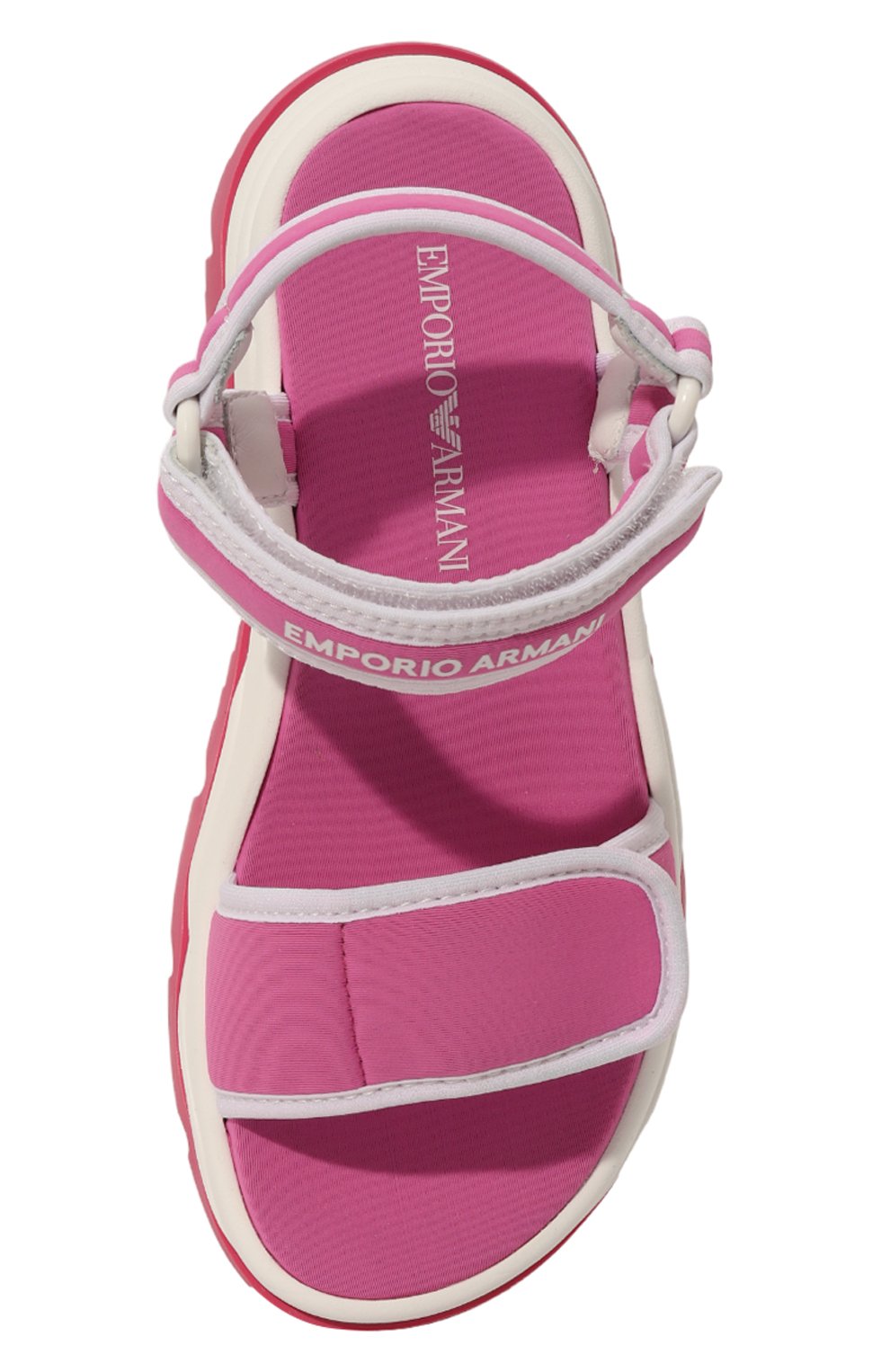 Детские сандалии EMPORIO ARMANI розового цвета, арт. XYP007/X0T69/28-34 | Фото 4 (Материал внешний: Текстиль; Материал сплава: Проставлено; Нос: Не проставлено; Материал внутренний: Текстиль)