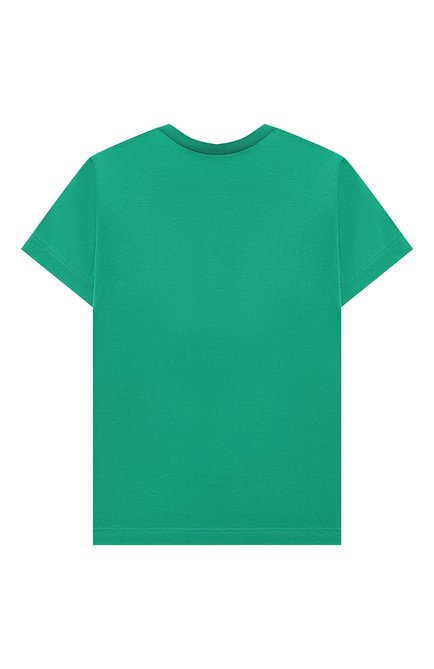 Детская хлопковая футболка N21 зеленого цвета, арт. N21173/N0153 | Фото 2 (Рукава: Короткие; Драгоценные камни: Проставлено; Материал сплава: Проставлено; Материал внешний: Хлопок)