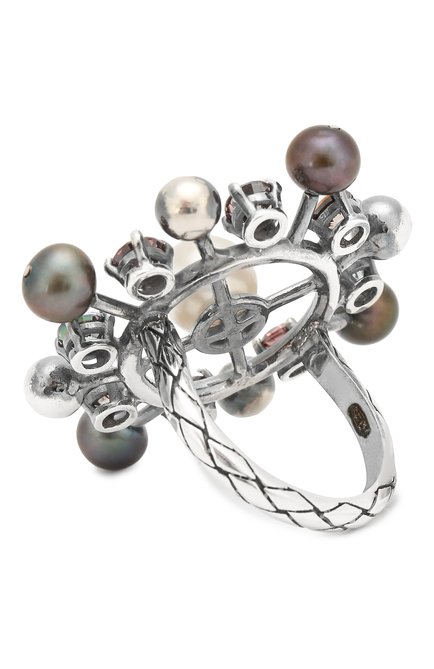 Женское серебряное кольцо BOTTEGA VENETA разноцветного цвета, арт. 549012/VB0B2 | Фото 2 (Статус проверки: Проверена категория, Проверено; Материал: Серебро)