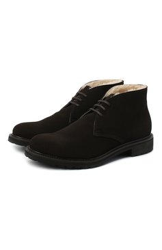 Мужские замшевые ботинки PRADA коричневого цвета, арт. 2TF031-3D8E-F0003-A000 | Фото 1 (Материал внешний: Кожа, Замша; Материал утеплителя: Натуральный мех; Мужское Кросс-КТ: Ботинки-обувь, Дезерты-обувь, зимние ботинки; Подошва: Плоская)