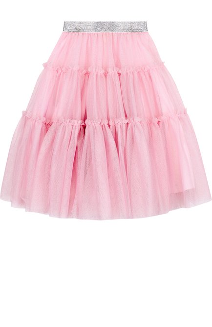 Детская многослойная юбка с широким поясом и металлизированной отделкой MONNALISA розового цвета, арт. 711701 | Фото 2 (Статус проверки: Проверено, Проверена категория; Случай: Повседневный, Вечерний)