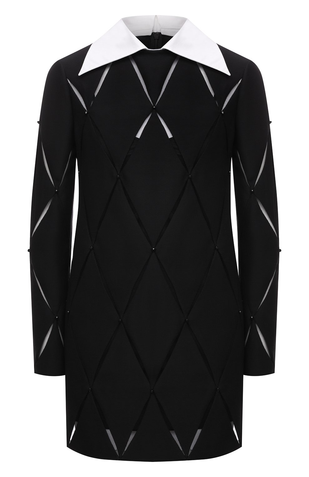 Платье из шерсти и шелка Valentino черного цвета