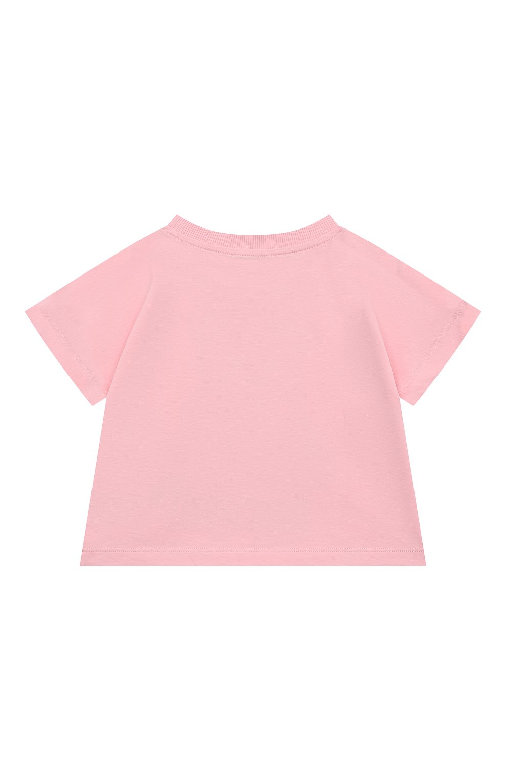 Детская хлопковая футболка MOSCHINO светло-розового цвета, арт. HDM04E/LBA00/10A-14A | Фото 2 (Девочки Кросс-КТ: футболка-одежда; Рукава: Короткие; Материал внешний: Хлопок; Ростовка одежда: 10 - 11 лет | 140 - 146см, 12 лет | 152 см, 13 - 15 лет | 158 см)