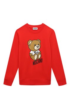 Детский хлопковый свитшот MOSCHINO красного цвета, арт. HRF05R/LDA00/4-8 | Фото 1 (Рукава: Длинные; Материал внешний: Хлопок; Девочки Кросс-КТ: Свитшот-одежда)