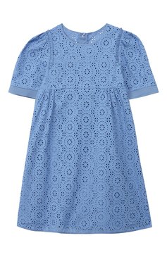 Детское хлопковое платье CHLOÉ голубого цвета, арт. C12717/2A-5A | Фото 1 (Рукава: Короткие; Материал внешний: Хлопок; Девочки Кросс-КТ: Платье-одежда; Материал подклада: Хлопок; Статус проверки: Проверена категория)