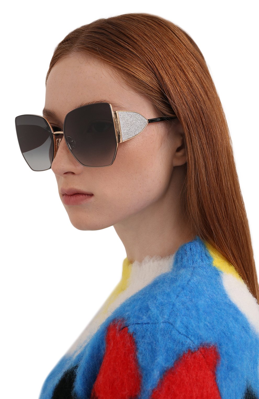 Женские солнцезащитные очки JIMMY CHOO черного цвета, арт. RIVER 2M2 | Фото 2 (Тип очков: С/з; Оптика Гендер: оптика-женское; Очки форма: Бабочка)