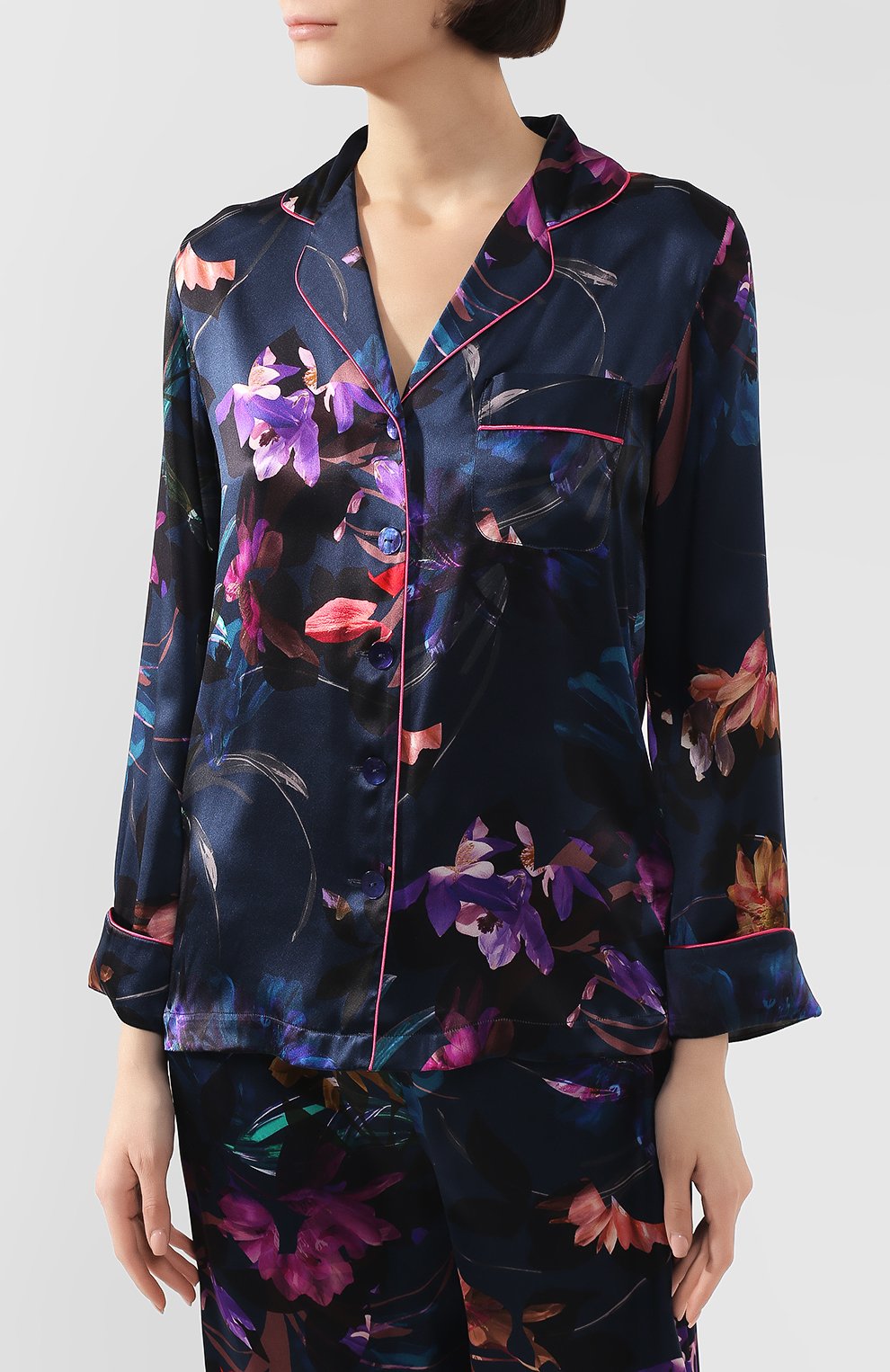 Женская шелковая пижама LUNA DI SETA разноцветного цвета, арт. VLST60546_2330 | Фото 2 (Материал внешний: Шелк; Статус проверки: Проверена категория)