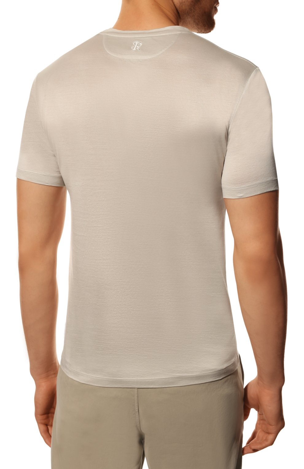 Мужская хлопковая футболка STEFANO RICCI бежевого цвета, арт. *MNH2301850/TE0001 | Фото 4 (Принт: Без принта; Рукава: Короткие; Длина (для топов): Стандартные; Материал внешний: Хлопок; Стили: Кэжуэл)