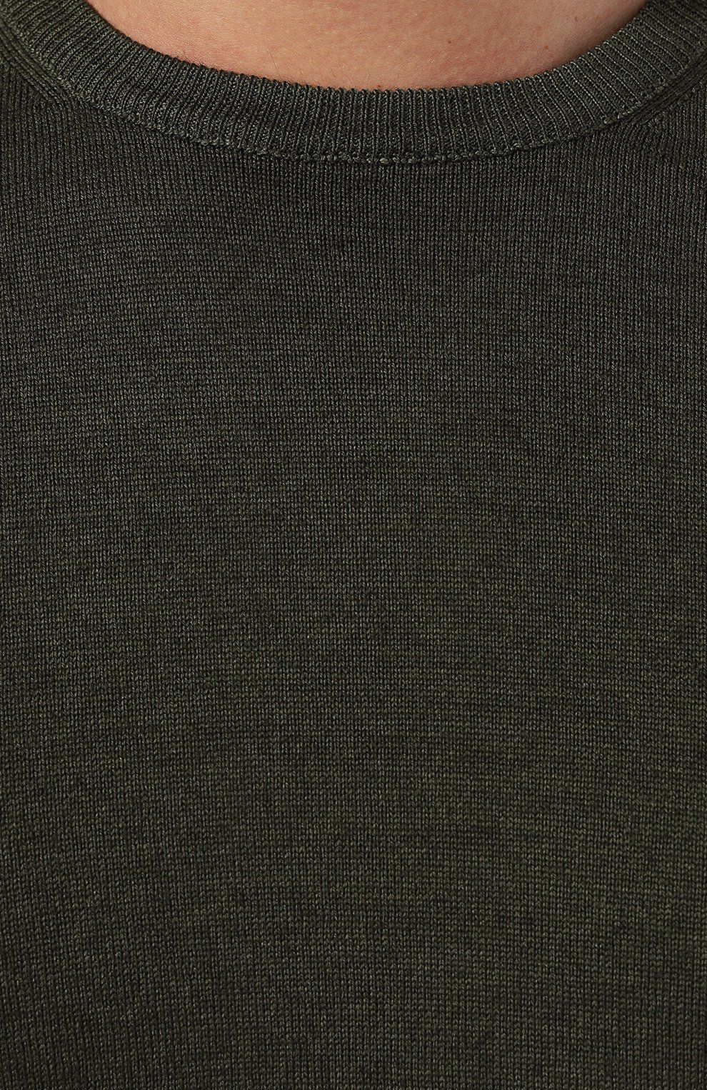 Мужской шерстяной джемпер ANDREA CAMPAGNA темно-зеленого цвета, арт. 55167/22792 | Фото 5 (Мужское Кросс-КТ: Джемперы; Материал внешний: Шерсть; Рукава: Длинные; Принт: Без принта; Длина (для топов): Стандартные; Материал сплава: Проставлено; Драгоценные камни: Проставлено; Вырез: Круглый; Стили: Кэжуэл)