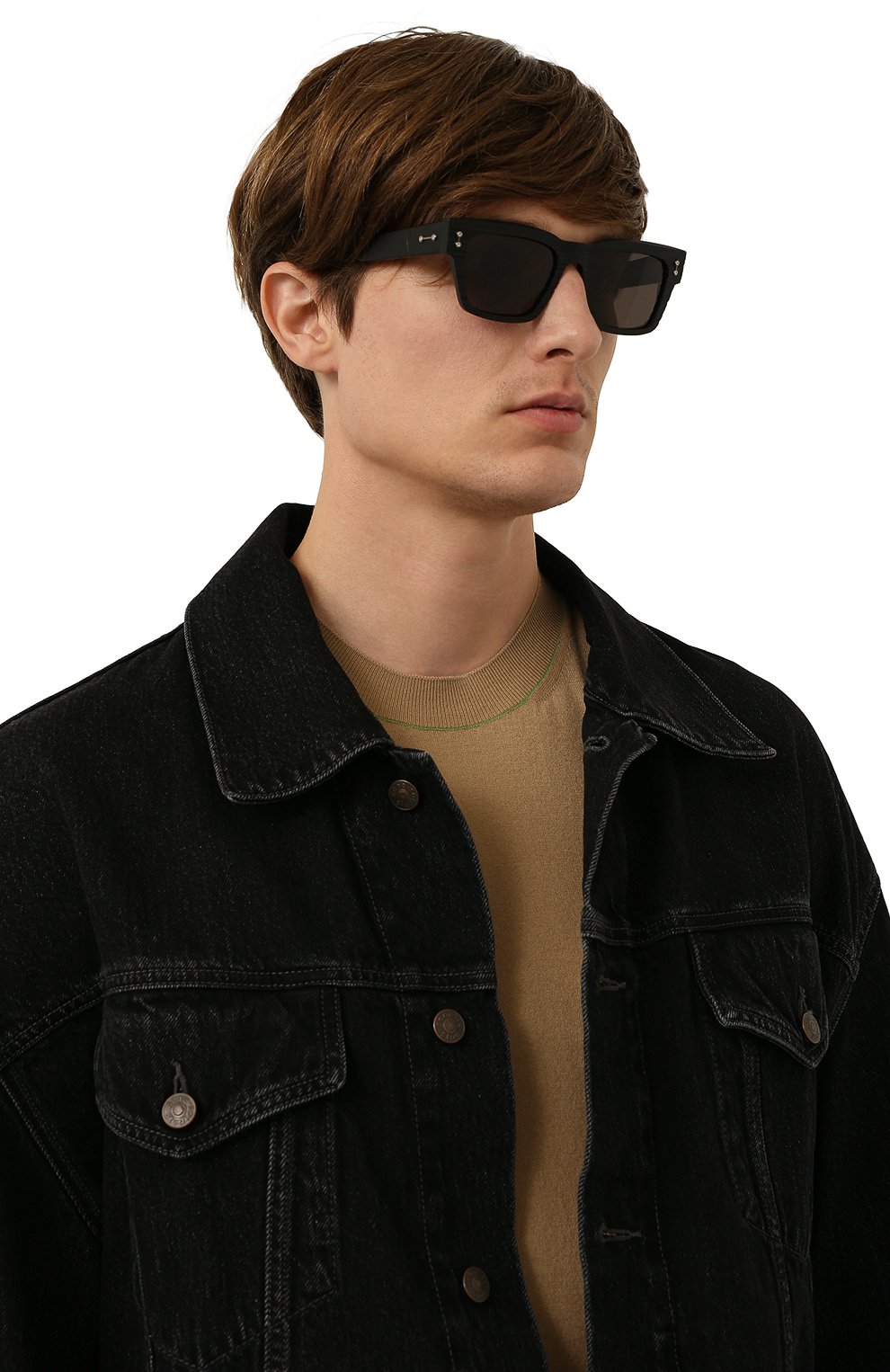 Мужские солнцезащитные очки AKONI черного цвета, арт. AKS-100D | Фото 2 (Кросс-КТ: С/з-мужское; Тип очков: С/з; Очки форма: Квадратные; Оптика Гендер: оптика-мужское)