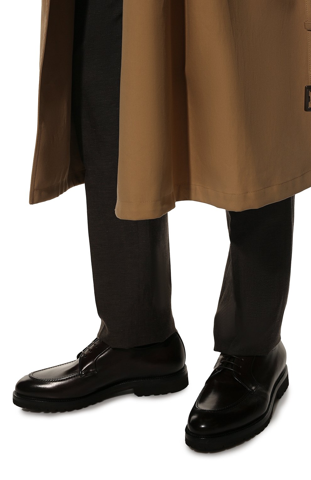 Мужские кожаные дерби BARRETT темно-коричневого цвета, арт. 192U003.66/BETIS CREAM | Фото 3 (Материал внутренний: Натуральная кожа; Стили: Классический)