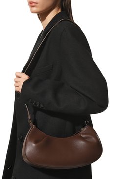 Женская сумка dimple moon small ELLEME темно-коричневого цвета, арт. DIMPLE M00N SMALL/LEATHER | Фото 2 (Сумки-технические: Сумки top-handle; Материал: Натуральная кожа; Материал сплава: Проставлено; Драгоценные камни: Проставлено; Размер: small)