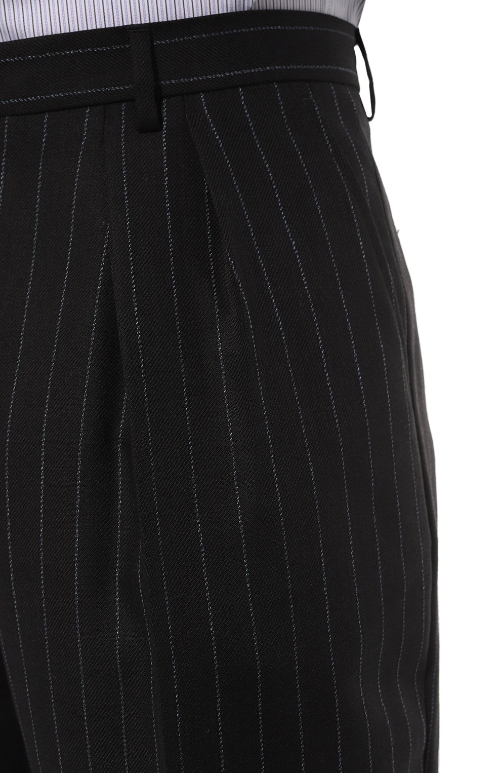Мужские шерстяные брюки DOLCE & GABBANA черного цвета, арт. GYDCHT/FR2Z9 | Фото 5 (Материал внешний: Шерсть; Случай: Повседневный; Материал сплава: Проставлено; Драгоценные камни: Проставлено; Длина (брюки, джинсы): Укороченные; Стили: Кэжуэл)