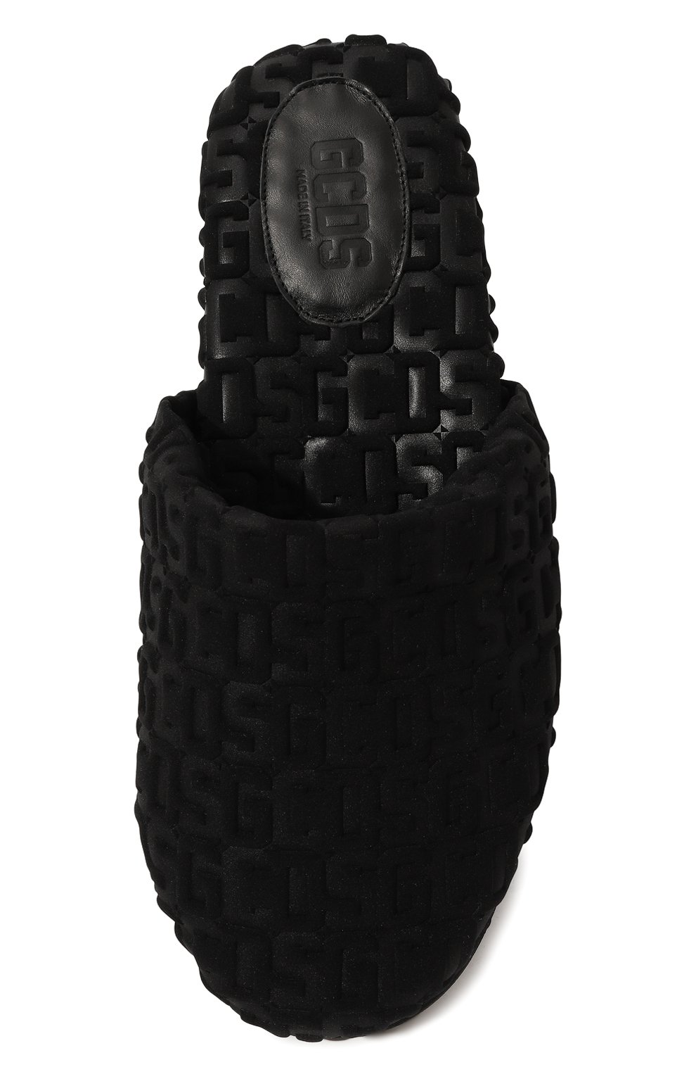 Мужского домашние туфли GCDS черного цвета, арт. FW23U800087 | Фото 6 (Материал внешний: Текстиль; Материал сплава: Проставлено; Нос: Не проставлено; Материал внутренний: Текстиль; Мужское Кросс-КТ: тапочки-обувь)