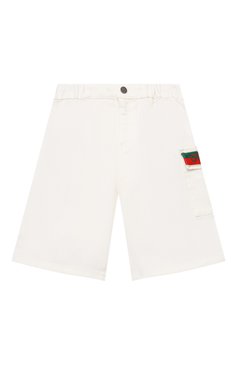 Детские хлопковые шорты GUCCI белого цвета, арт. 653325/XDBJR | Фото 1 (Случай: Повседневный; Региональные ограничения белый список (Axapta Mercury): RU; Материал внешний: Хлопок; Ростовка одежда: 12 мес | 80 см, 18 мес | 86 см, 24 мес | 92 см, 36 мес | 98 см)