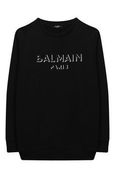 Детский хлопковый свитшот BALMAIN черного цвета, арт. 6N4640/NX300/12-16 | Фото 1 (Рукава: Длинные; Материал внешний: Хлопок; Мальчики Кросс-КТ: Свитшот-одежда; Ростовка одежда: 12 лет | 152 см, 13 - 15 лет | 158 см, 16 лет | 164 см)