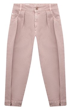 Детские джинсы BRUNELLO CUCINELLI розового цвета, арт. B0H43P498A | Фото 1 (Детали: Однотонный; Материал внешний: Хлопок)