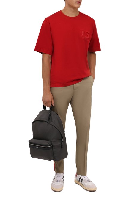 Мужская хлопковая футболка DOLCE & GABBANA красного цвета, арт. G8NB3Z/FU7EQ | Фото 2 (Материал внешний: Хлопок; Рукава: Короткие; Принт: Без принта; Стили: Спорт-шик; Длина (для топов): Стандартные; Региональные ограничения белый список (Axapta Mercury): RU)