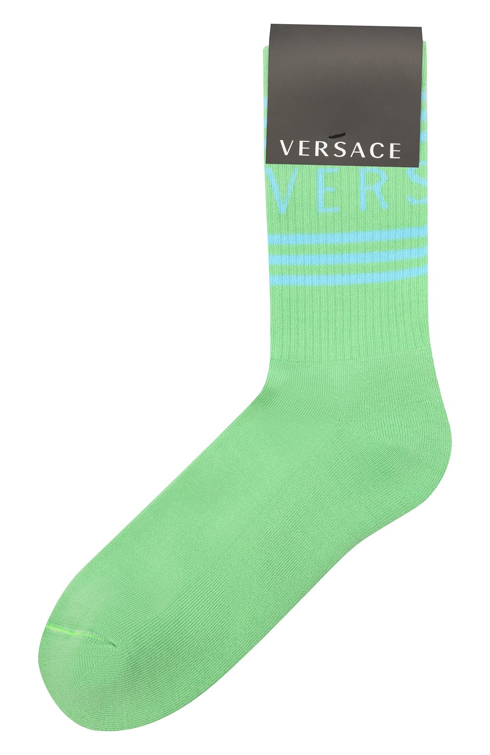 Мужские хлопковые носки VERSACE зеленого цвета, арт. ICZ0003/IK0203 | Фото 1 (Кросс-КТ: бельё; Материал внешний: Хлопок)