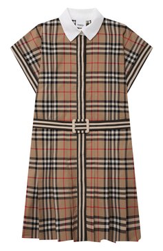 Детское хлопковое платье BURBERRY бежевого цвета, арт. 8036479 | Фото 1 (Рукава: Короткие; Случай: Повседневный; Региональные ограничения белый список (Axapta Mercury): RU; Материал внешний: Хлопок; Девочки Кросс-КТ: Платье-одежда; Ростовка одежда: 10 - 11 лет | 140 - 146см, 12 лет | 152 см, 16 лет | 164 см, 3 года | 98 см, 4 года | 104 см, 6 лет | 116 см, 8 лет | 128 см)